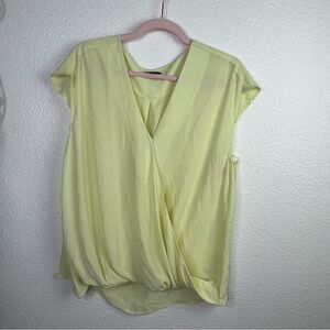 Halogen Neon yellow wrap style blouse